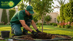 زراعة الأشجار والورود بالرياض | شركة الزهرة الخضراء زراعة شجرة زينة في حديقة منزلية بالرياض